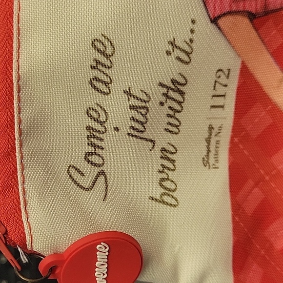 Simplicity 1172 "Some are just born with it" Retro Red Zip 10" x 6" x 3" Pouch - Picture 2 of 6